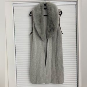 Talbots faux fur vest with removable fur